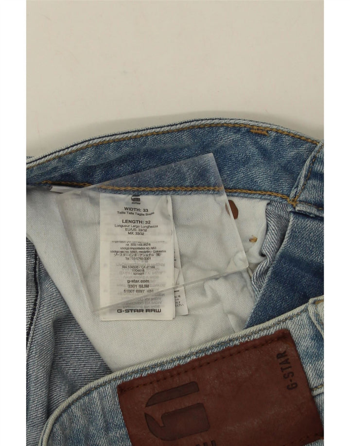 G-Star Mens 3301 Slim Jeans W33 L32 Blue Cotton