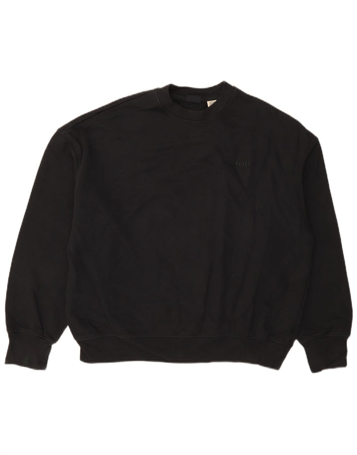 Levi's Womens Oversized Sweatshirt Jumper UK 6 XS Black Cotton