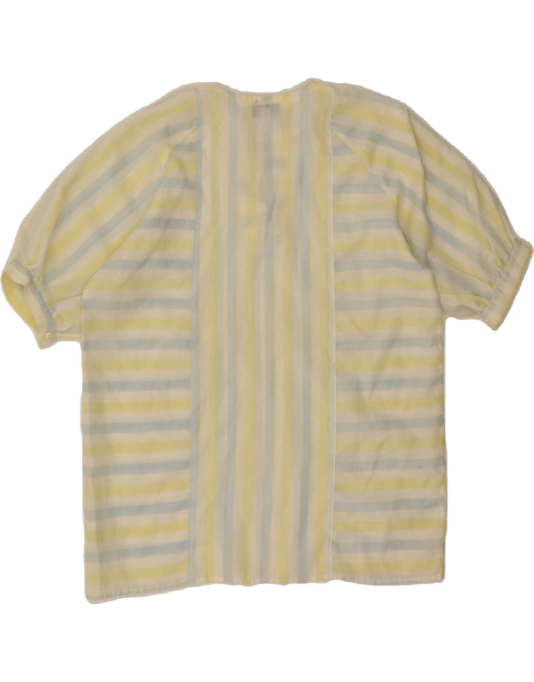 VINTAGE Womens Blouse Top IT 42 Medium Yellow Striped Cotton Vintage Vintage and Second-Hand Vintage from Messina Hembry 