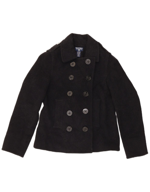 Ralph Lauren Womens Pea Coat UK 14 Medium Black Wool