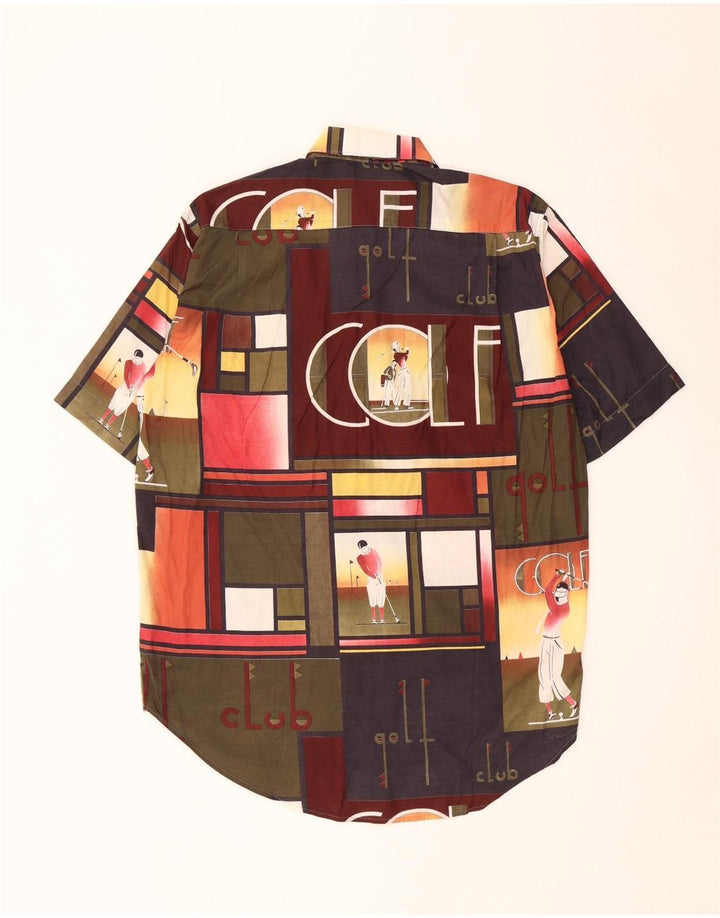 Benetton Herren-Kurzarmhemd, klein, mehrfarbig, Patchwork-Baumwolle