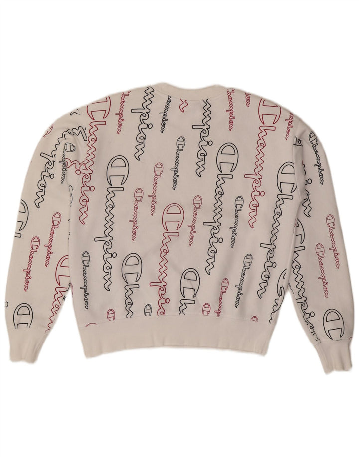 CHAMPION Womens Graphic Oversized Sweatshirt Jumper UK 10 Small White
