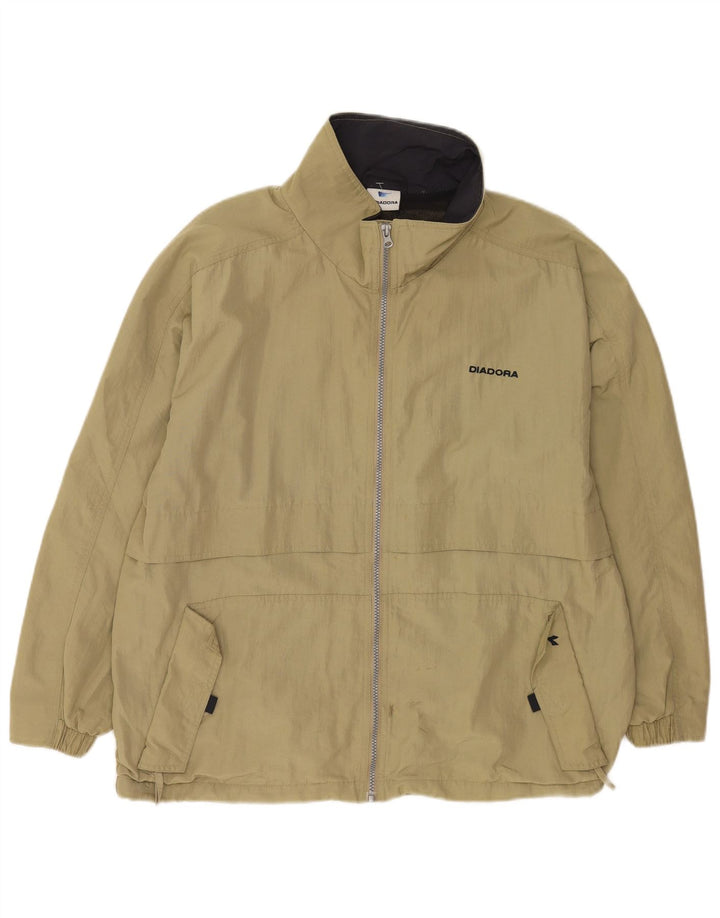 Diadora Mens Loose Fit Rain Jacket UK 36 Small Khaki Polyamide