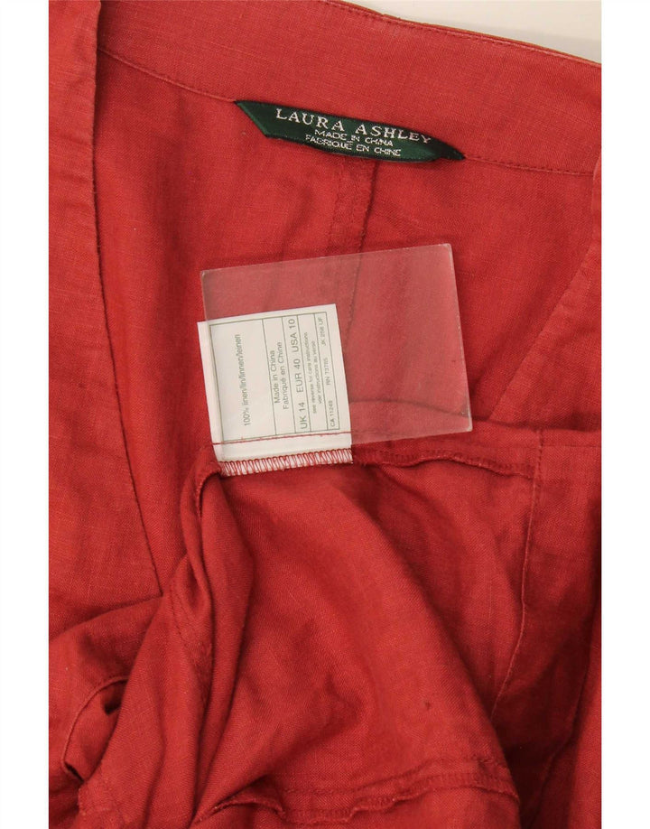 Giacca blazer a 4 bottoni da donna Laura Ashley UK 14 grande lino rosso