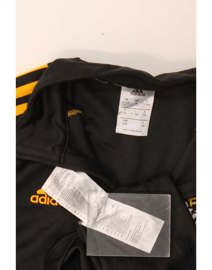 Top della tuta Adidas da ragazzo Climalite Graphic Pullover 11-12 anni Nera