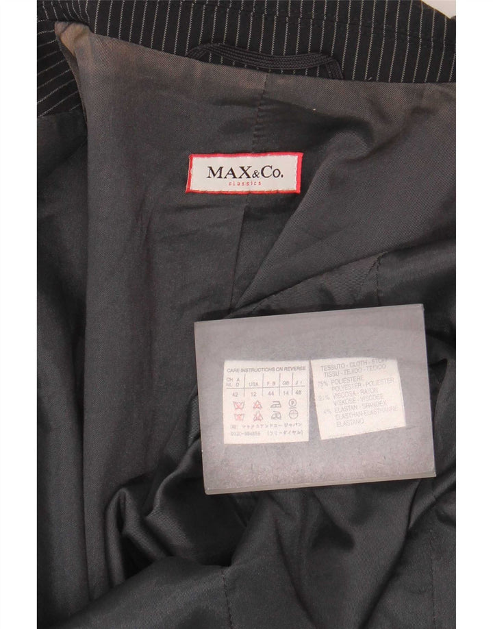 Max & Co. Γυναικείο μπουφάν blazer 2 κουμπιών UK 14 Large Black Pinstripe