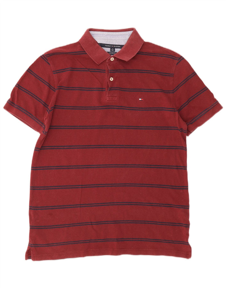 Tommy Hilfiger Mens Custom Fit Polo Shirt Large Red Striped