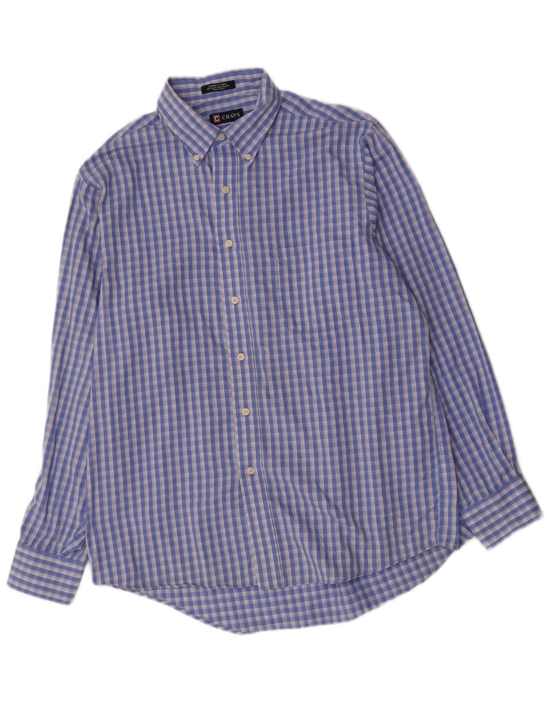 Chaps Mens Classic Fit Shirt Size 16 1/2 Large Blue Check Cotton