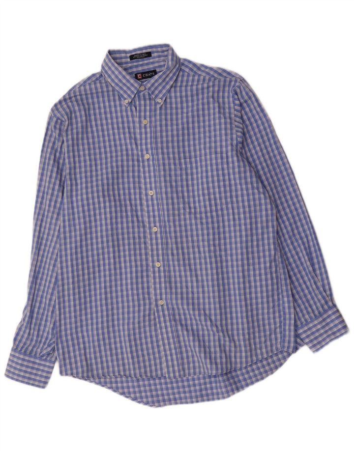 Chaps Mens Classic Fit Shirt Size 16 1/2 Large Blue Check Cotton