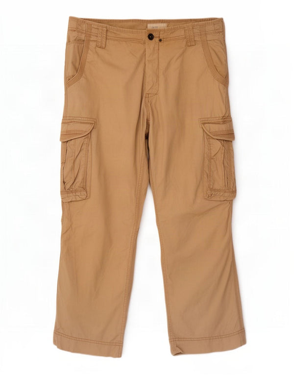 Pantaloni cargo dritti da uomo Marks & Spencer W36 L29 cotone kaki
