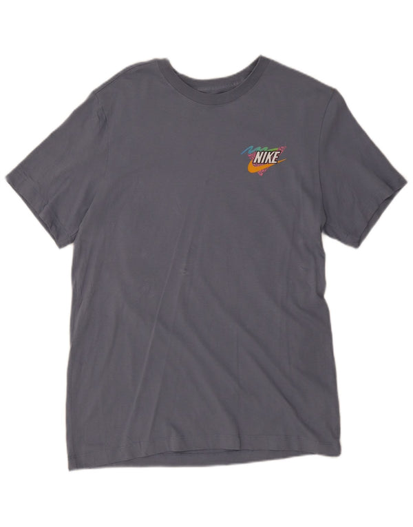Nike T-shirt graphique pour femme UK 14 Large Gris Coton