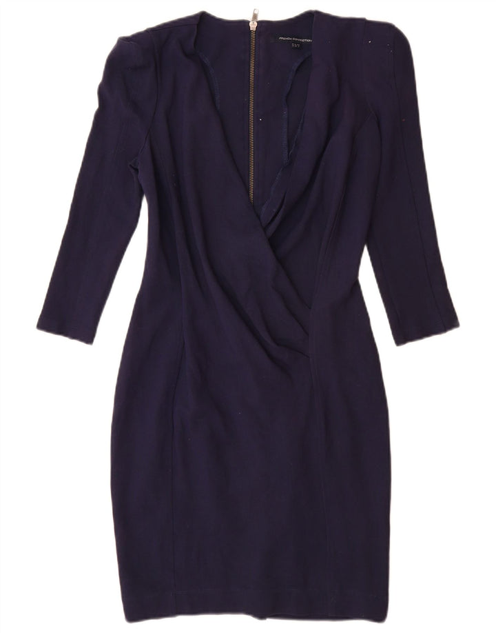 French Connection Womens 3/4 Sleeve Sheath Dress UK 12 Medium Navy Blue