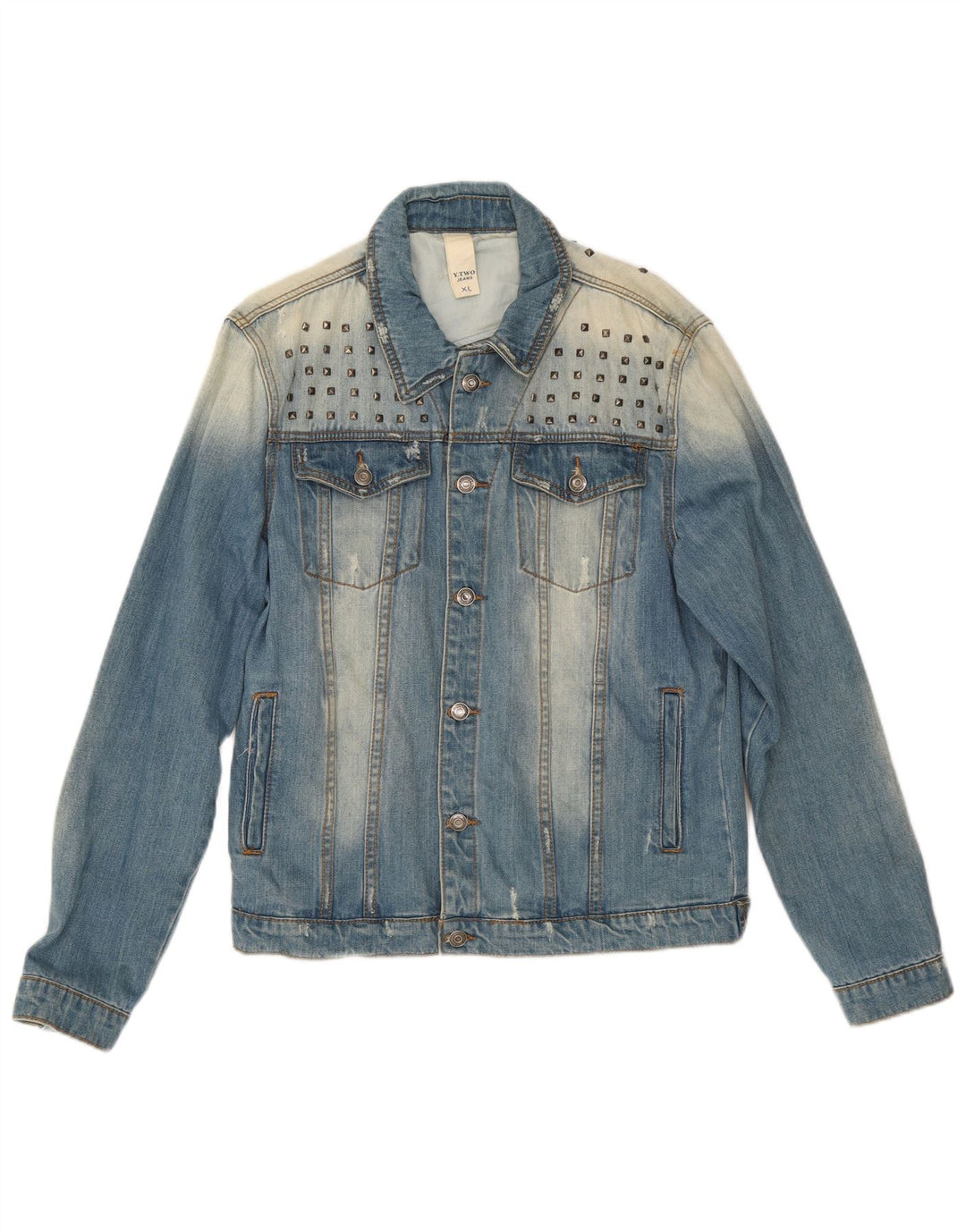 Vintage Herre Distressed Denim Jacket UK 42 XL Blå Bomuld