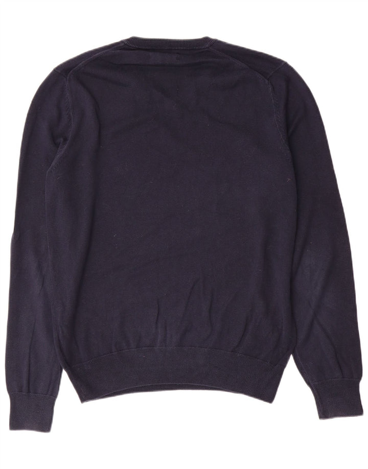 Maglione da uomo con scollo a V Marks & Spencer in cotone blu navy medio