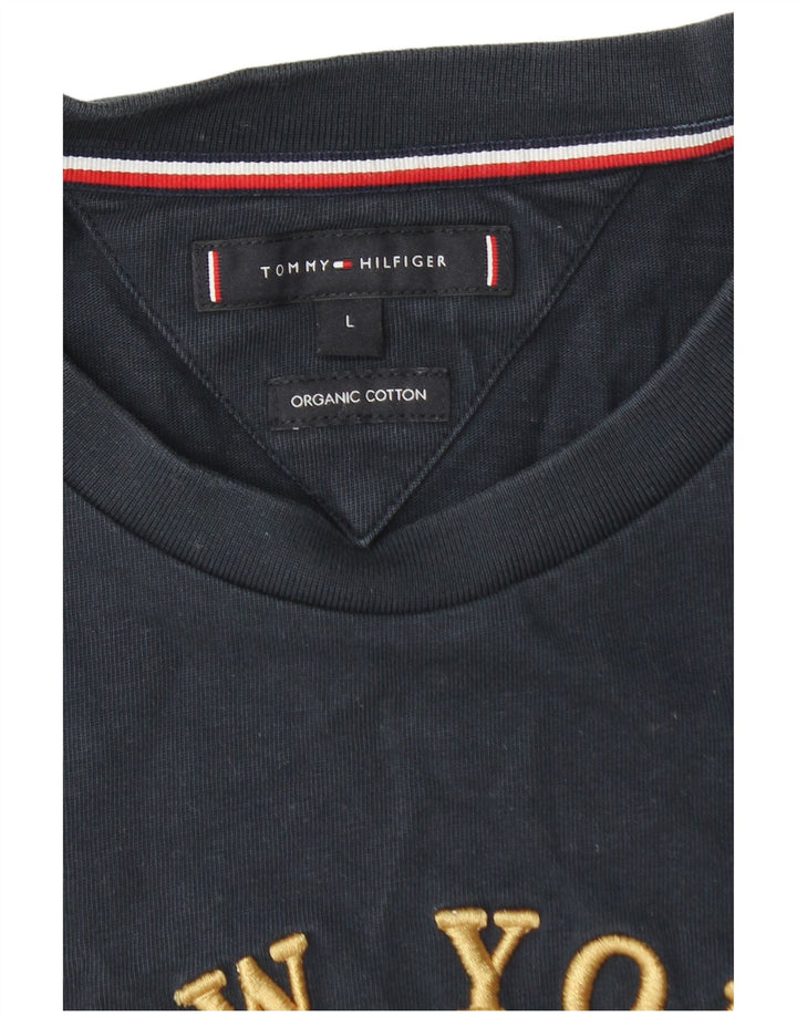 Tommy Hilfiger Damen T-Shirt mit Grafik, groß, Marineblau