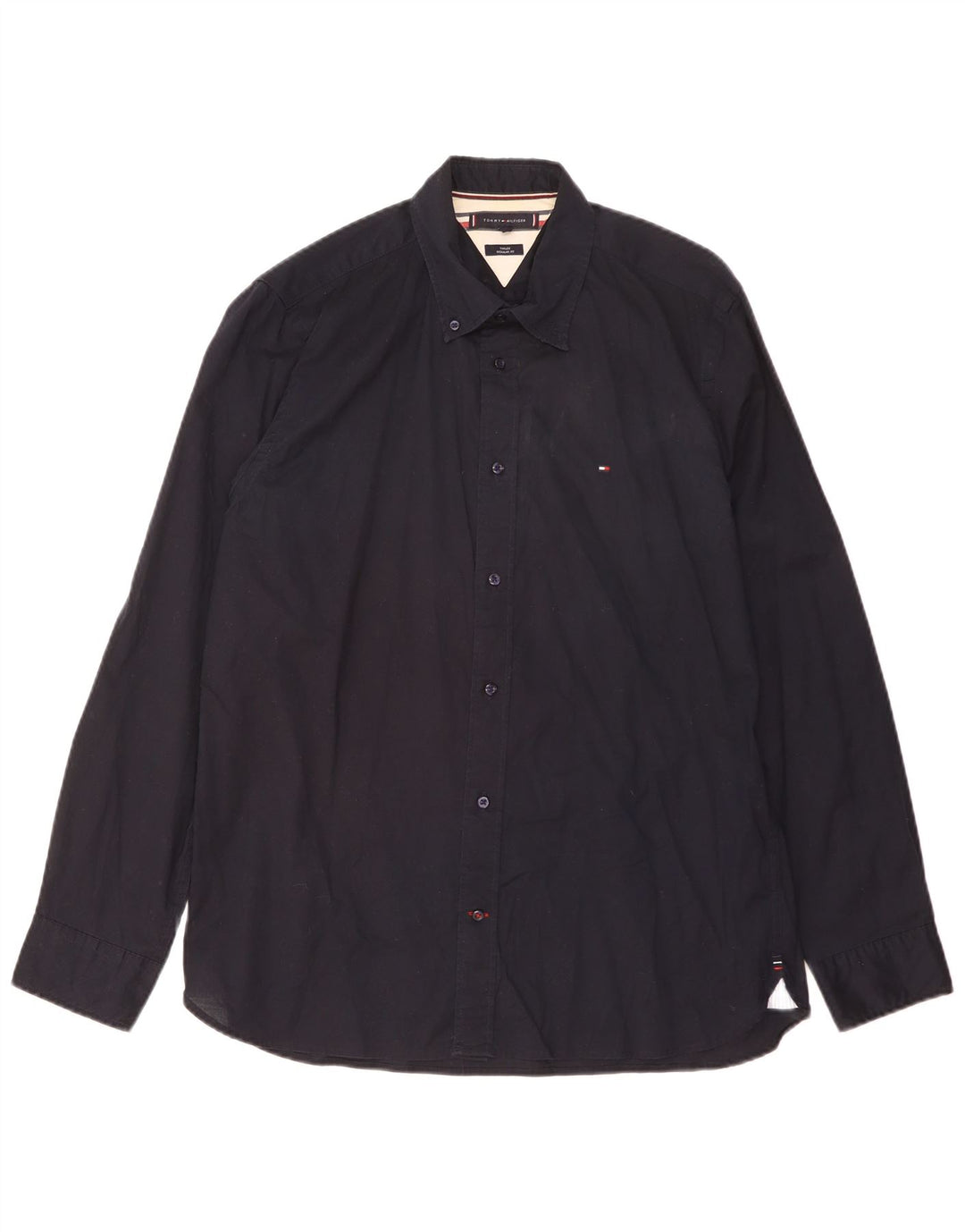 TOMMY HILFIGER Mens Regular Fit Shirt Large Navy Blue Cotton