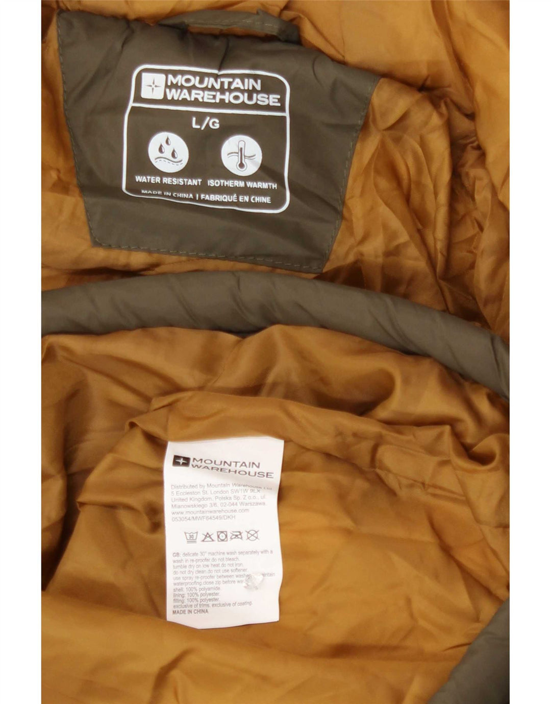 Mountain Warehouse Wattierte Herrenjacke mit Kapuze, UK 40, Größe L, Khaki, Polyamid