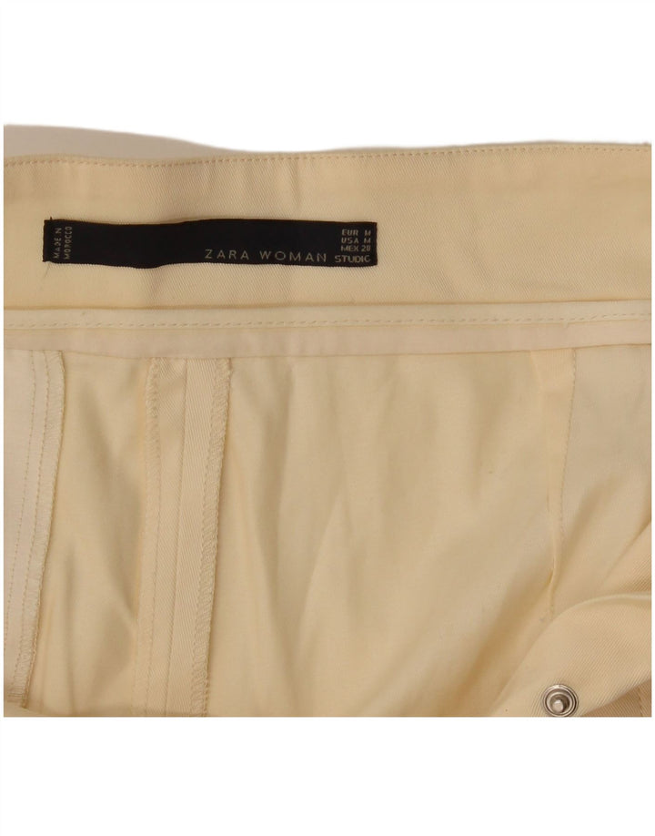 Zara Womens Studio Wide Leg Cropped Trousers Medium W28 L24 Off White