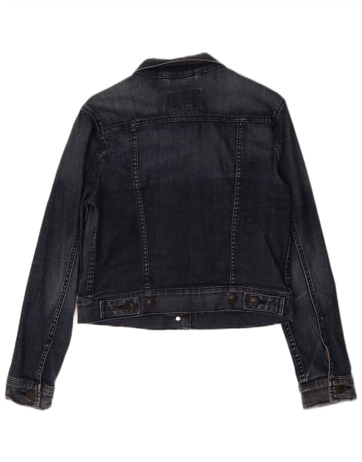 Levi's Womens Crop Denim Jacket UK 12 Medium Navy Blue Cotton