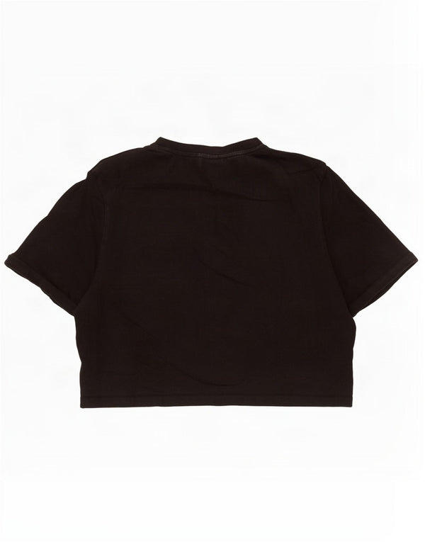 T-shirt grafica corta da donna Ellesse Top UK 14 cotone nero medio