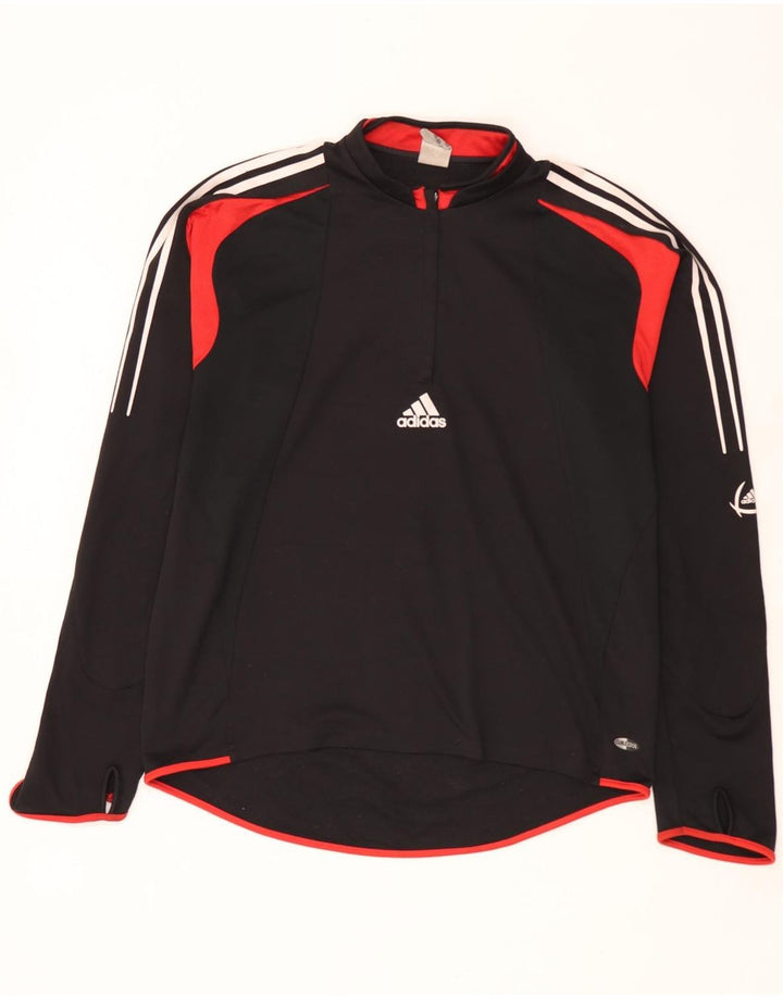 Adidas Haut de survêtement à col zippé pour homme Large Noir Colourblock