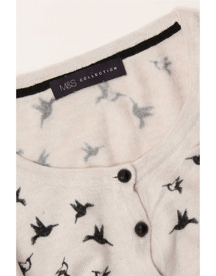 Pulover cardigan cu model abstract pentru femei Marks & Spencer UK 14 Medium White