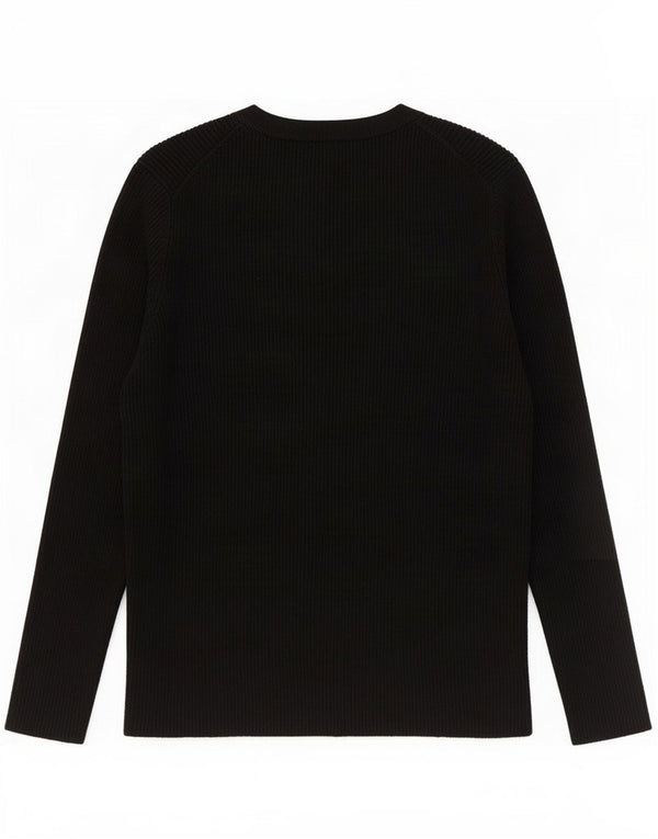 Zara Womens Crop Crew Neck Jumper Sweater UK 8 Small Black Viscose