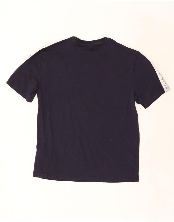Guess Mens Graphic T-Shirt Top Medium Navy Blue Colourblock Cotton