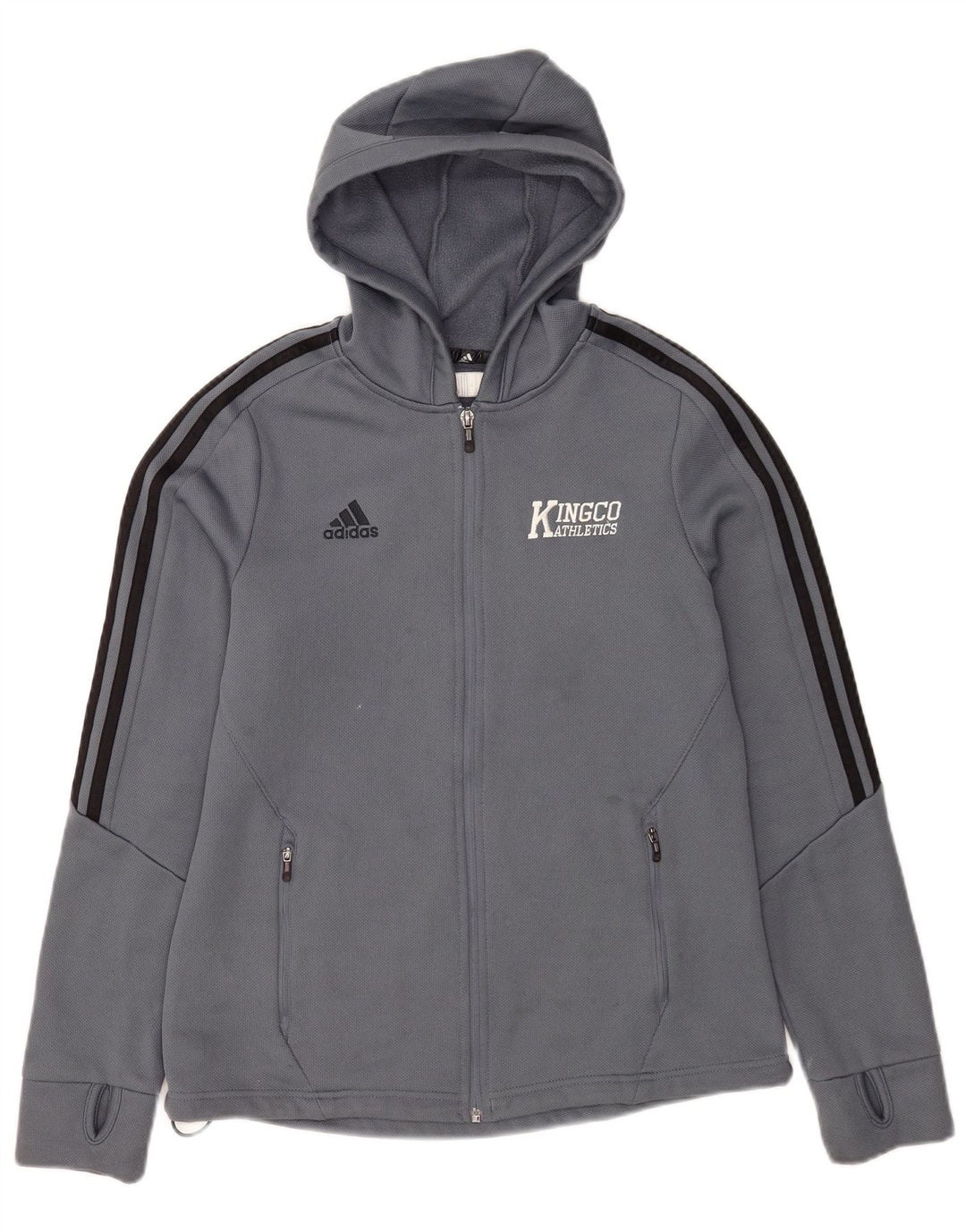 Maglione con cappuccio e zip Adidas Climawarm da uomo in poliestere blu medio