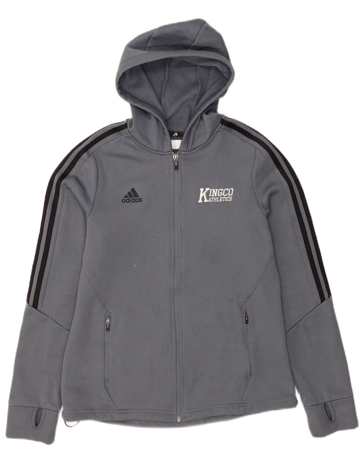 Maglione con cappuccio e zip Adidas Climawarm da uomo in poliestere blu medio