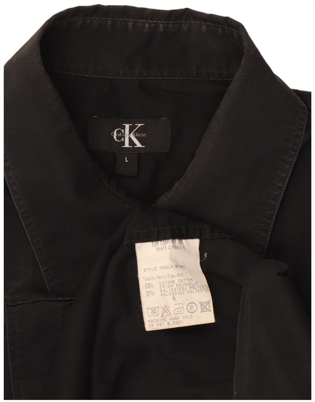 CALVIN KLEIN Mens Shirt Large Black Cotton