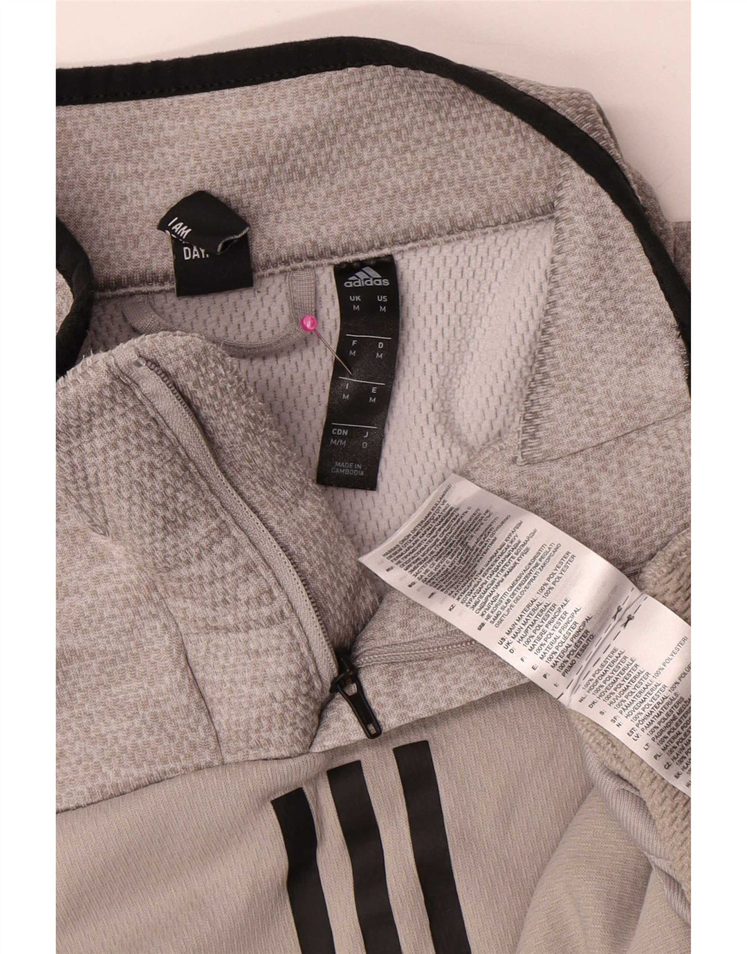 Adidas Homme Climawarm Zip Neck Pull Survêtement Haut Gris Moyen Polyester