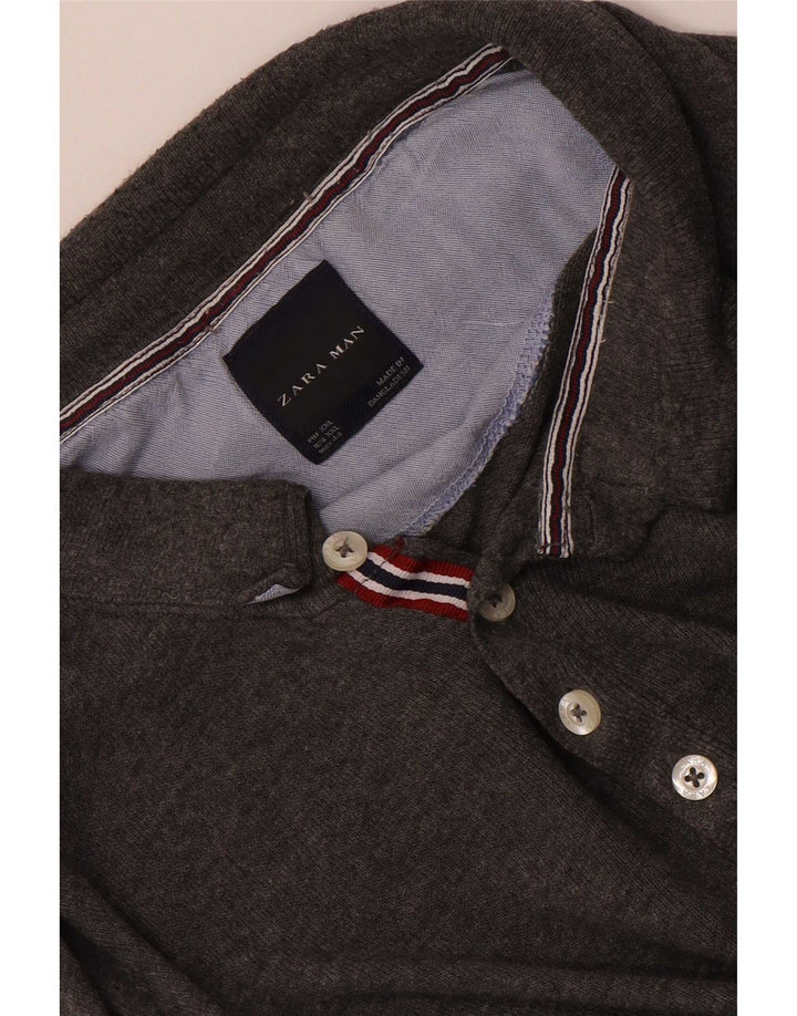 Polo a maniche lunghe da uomo Zara 2XL Grigia