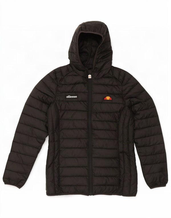 Ellesse Womens Hooded Wattierte Jacke UK 14 Large Schwarz Polyester