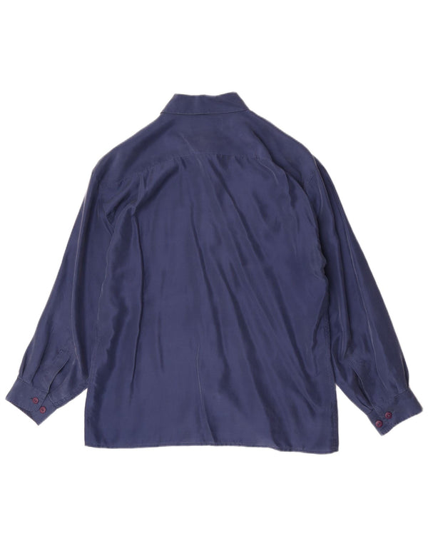 Vintage Herrenhemd Medium Marineblaue Seide