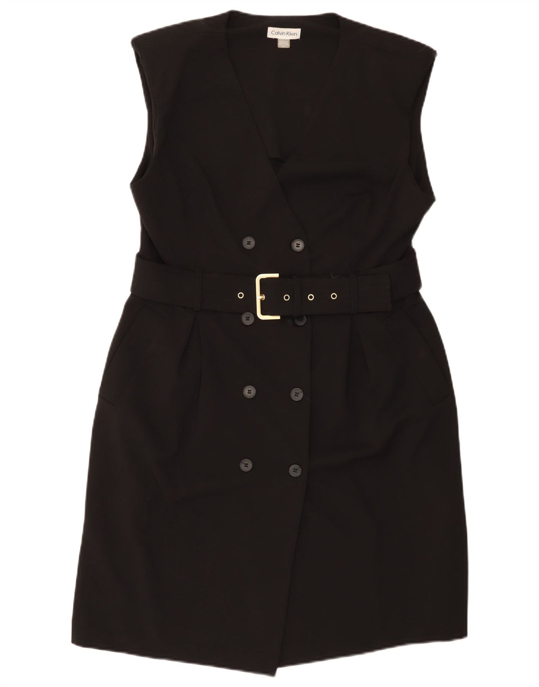 Abito tubino senza maniche da donna Calvin Klein US 14 Large Nero Poliestere