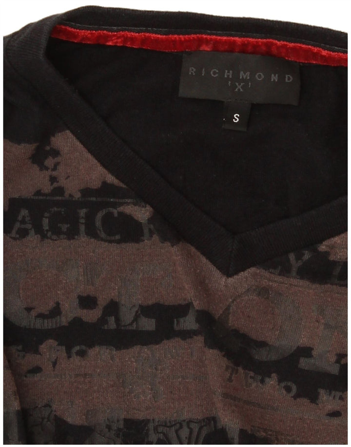 Richmond Mens Graphic Top Long Sleeve Small Black Striped