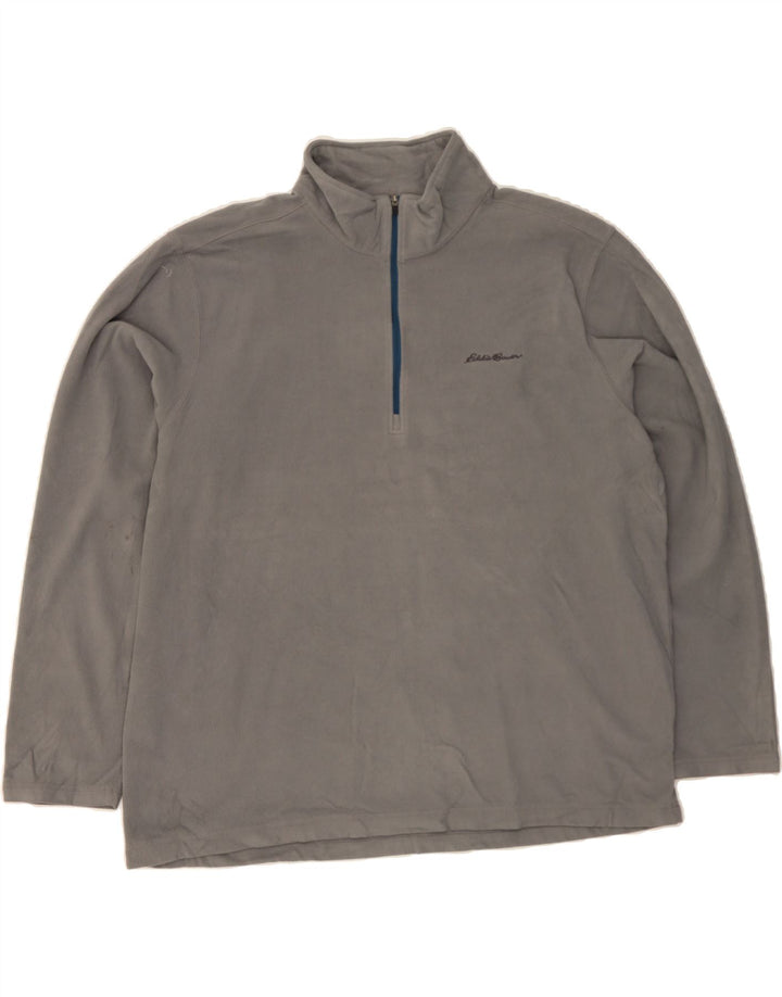 EDDIE BAUER Mens Zip Neck Fleece Jumper XL Grey Polyester Vintage Eddie Bauer and Second-Hand Eddie Bauer from Messina Hembry 