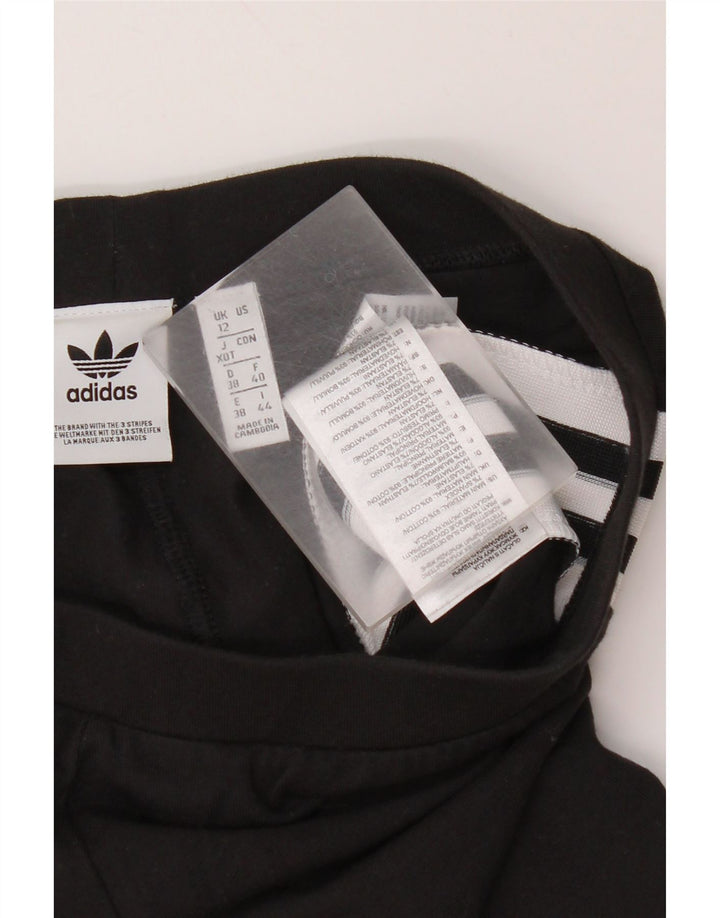 Adidas Womens Graphic Leggings UK 12 Medium Black Cotton
