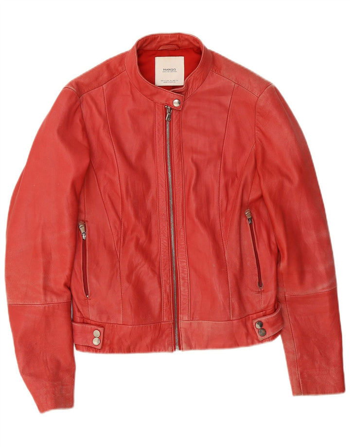 Giacca in pelle da donna Mango UK 10 piccola in pelle rossa