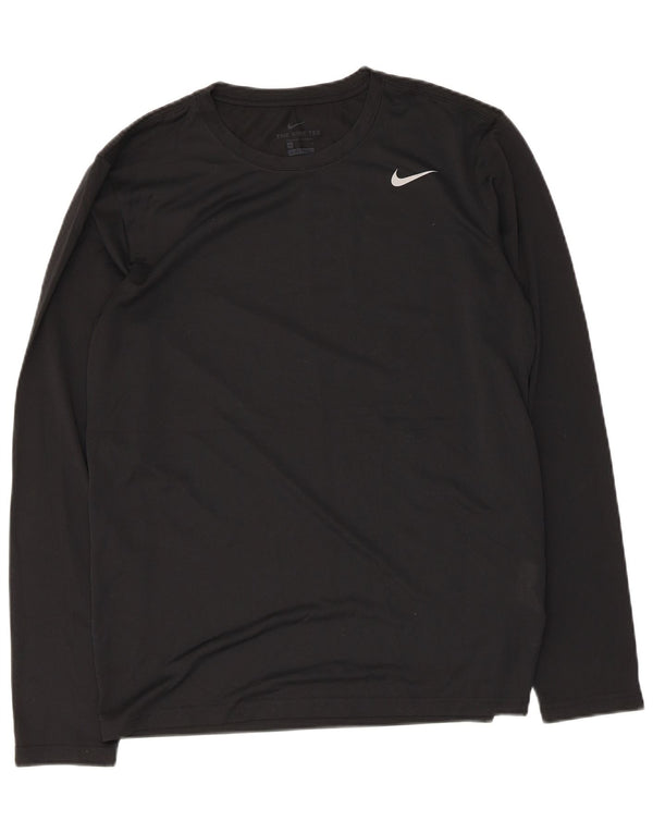 Nike Dri Fit Top cu mânecă lungă pentru bărbați, poliester mediu negru