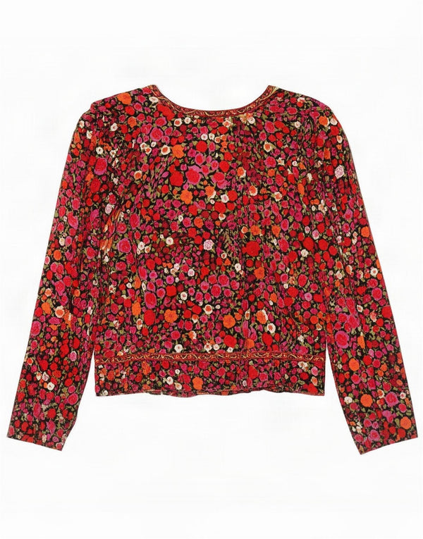 Vintage ženska skraćena košulja bluza UK 14 srednje raznobojna cvjetna