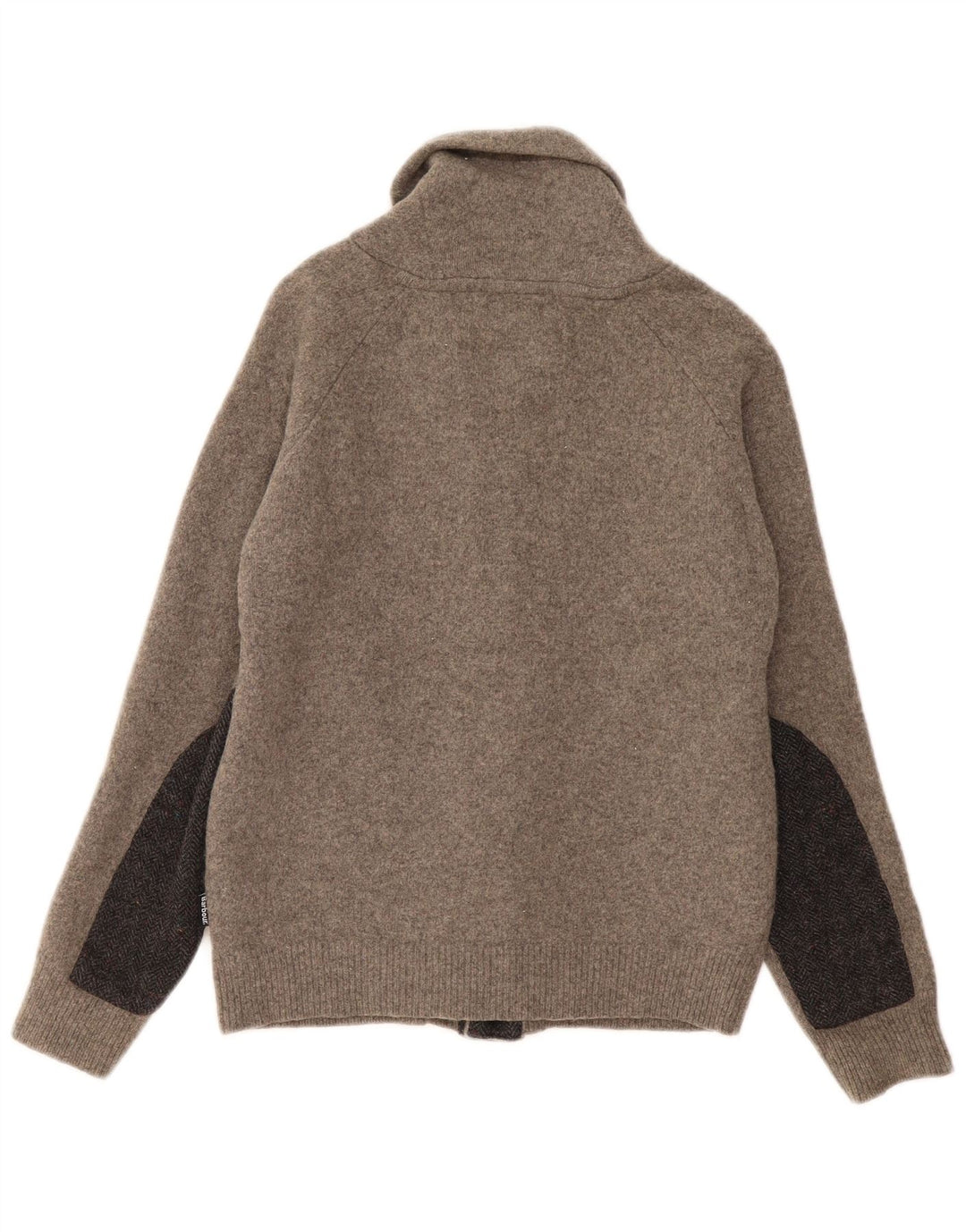 BARBOUR Boys Cardigan Sweater 11-12 Years Large Grey Colourblock Wool