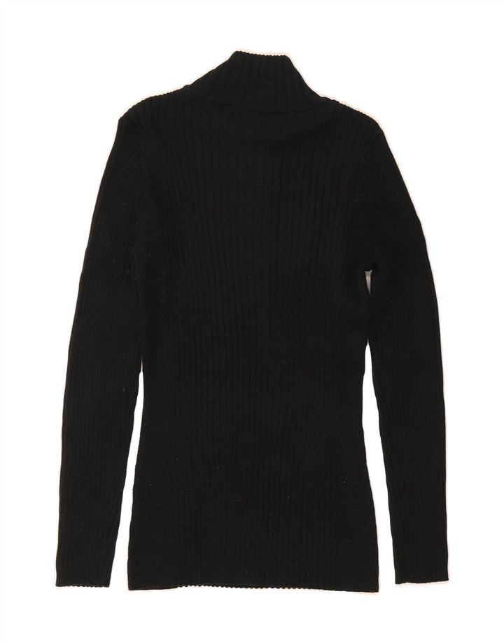 EDDIE BAUER Womens Zip Neck Jumper Sweater UK 12 Medium Black Cotton Vintage Eddie Bauer and Second-Hand Eddie Bauer from Messina Hembry 
