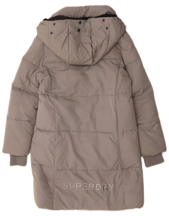 Cappotto imbottito con cappuccio grafico oversize da donna Superdry UK 10 piccolo grigio