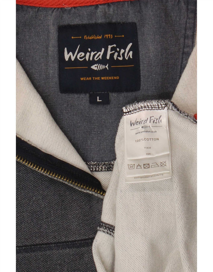 Weird Fish Herre Zip Neck Sweatshirt Jumper Large Navy Blue Bomuld