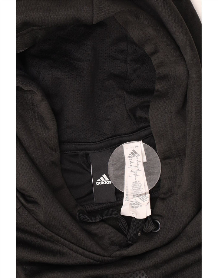 Adidas Mens Graphic Hoodie Jumper Medium Black Polyester