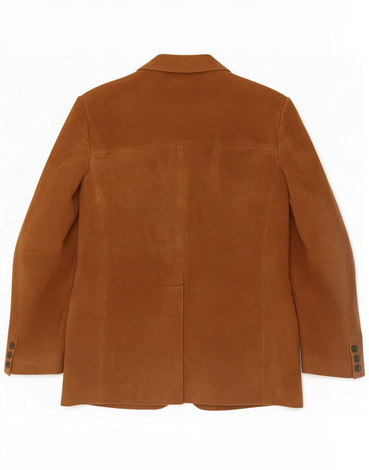 Jaqueta blazer masculina vintage de camurça com 3 botões IT 50 grande marrom