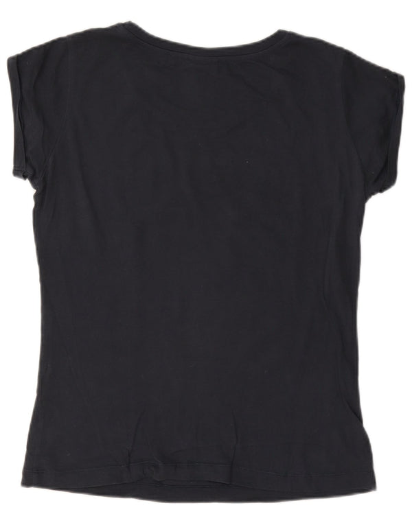 T-shirt grafica da donna Champion Top UK 10 Small Blu Navy