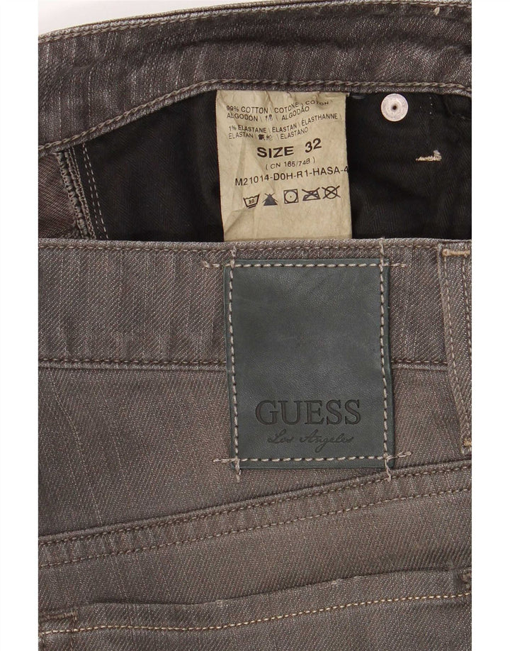 Guess Mens Distressed Straight Jeans W32 L32 Grey Cotton